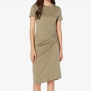 Rag & Bone Ina Ruched Midi T-shirt Dress Army Green (S)